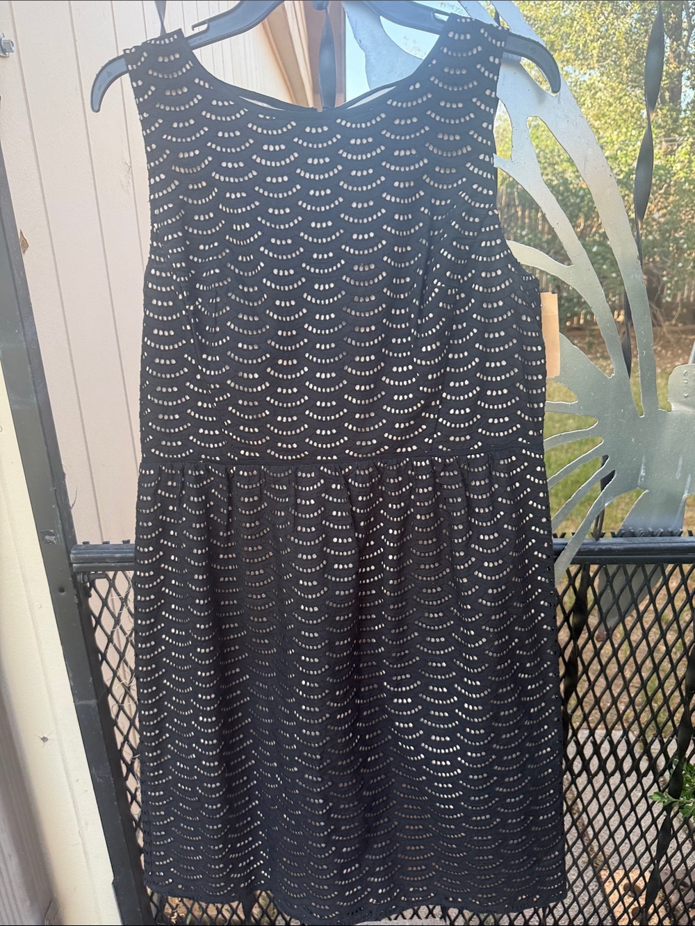 LOFT Black Eyelet A-Line Skirt